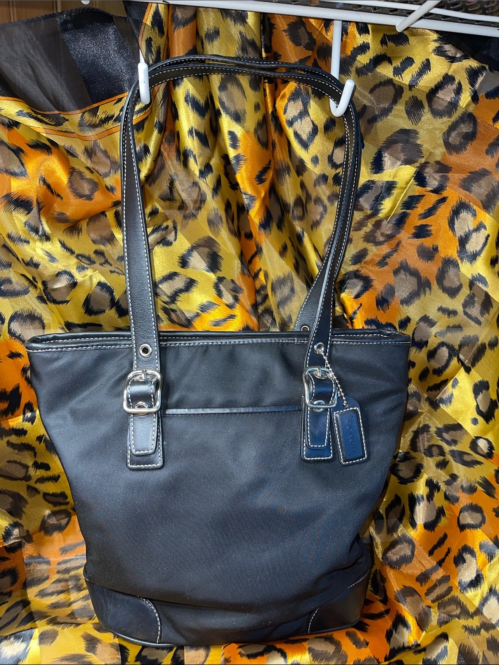 Coach Black NylonWomen's Tote Bag with Double Top Handles.